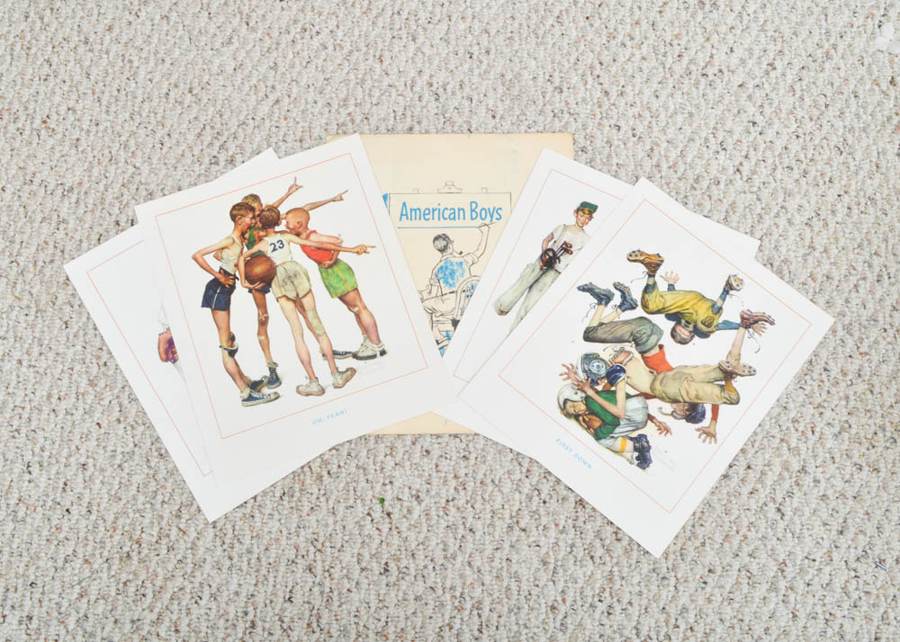 Four Norman Rockwell ¨American Boys¨ Photo Offset Lithographs