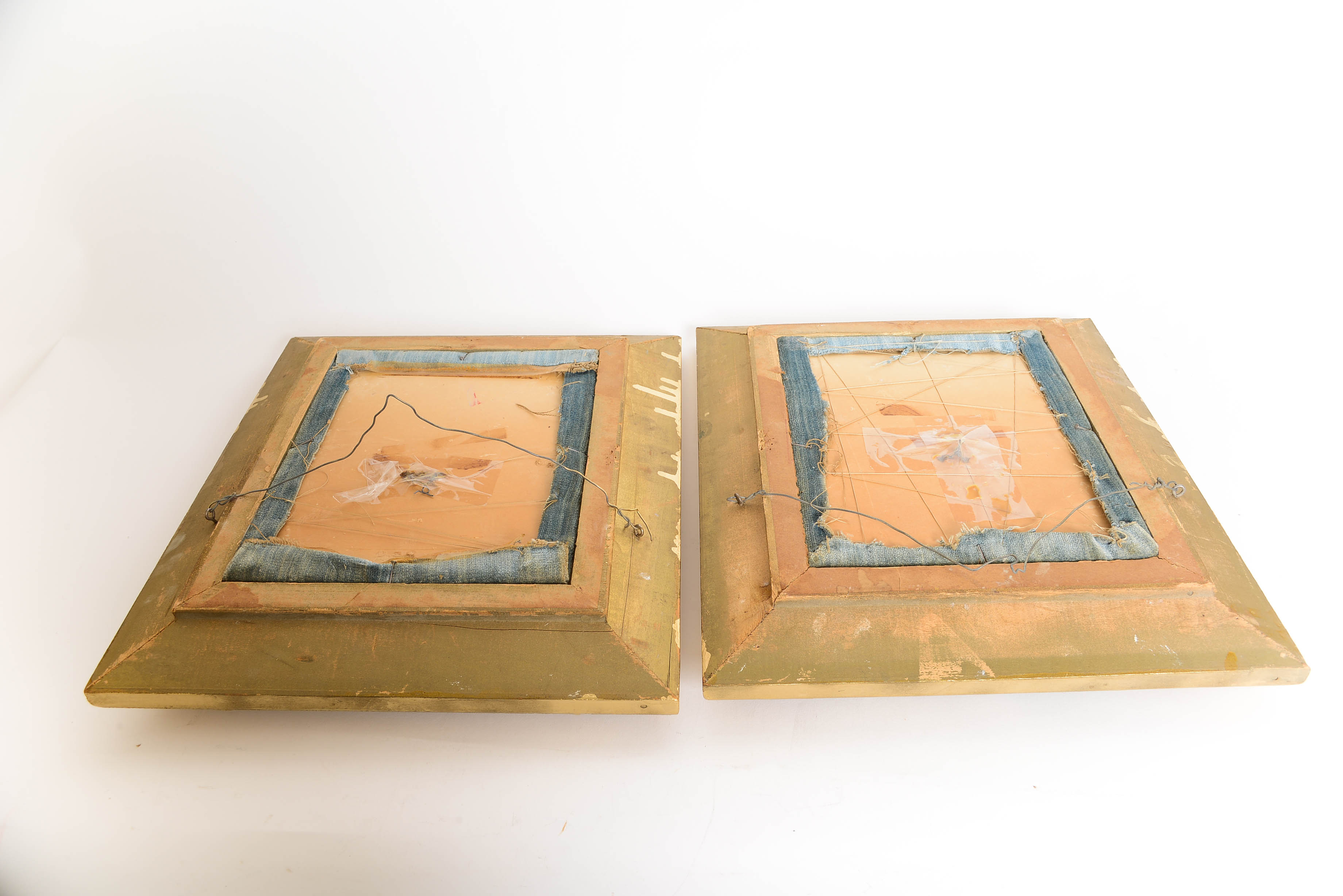 Pair of Antique Framed Bisque Cherubs