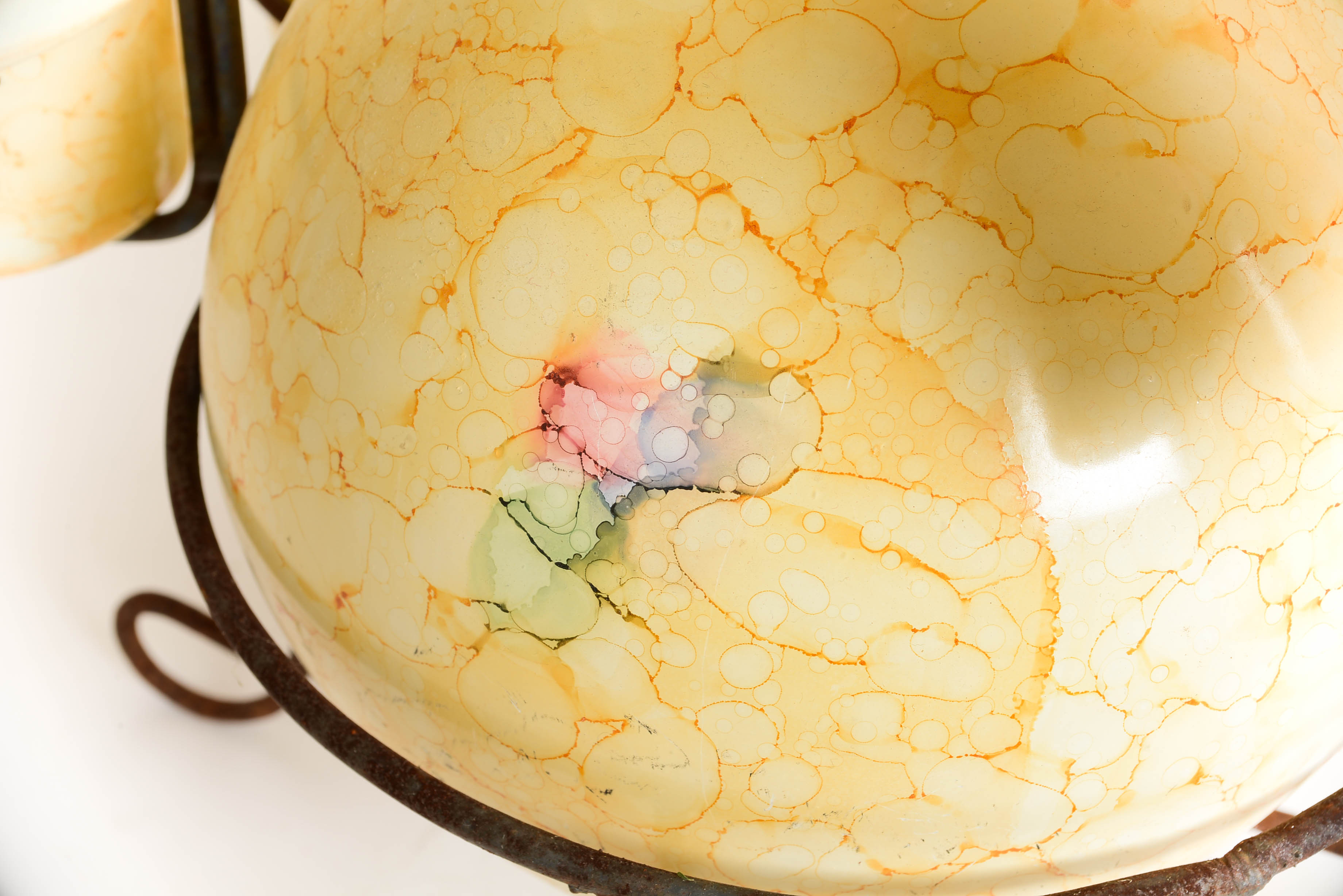 Antique Hand Painted Glass Drink Server