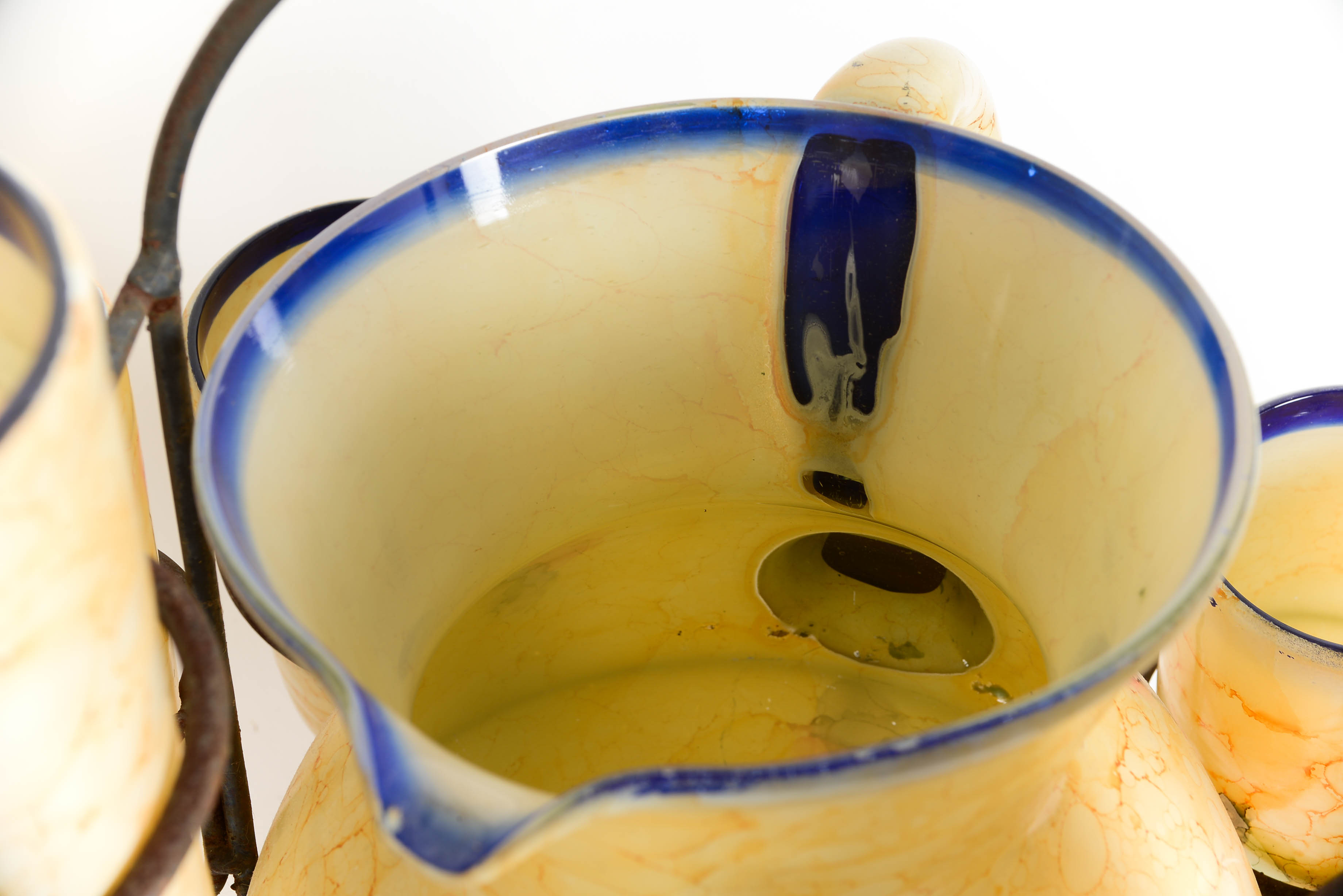 Antique Hand Painted Glass Drink Server