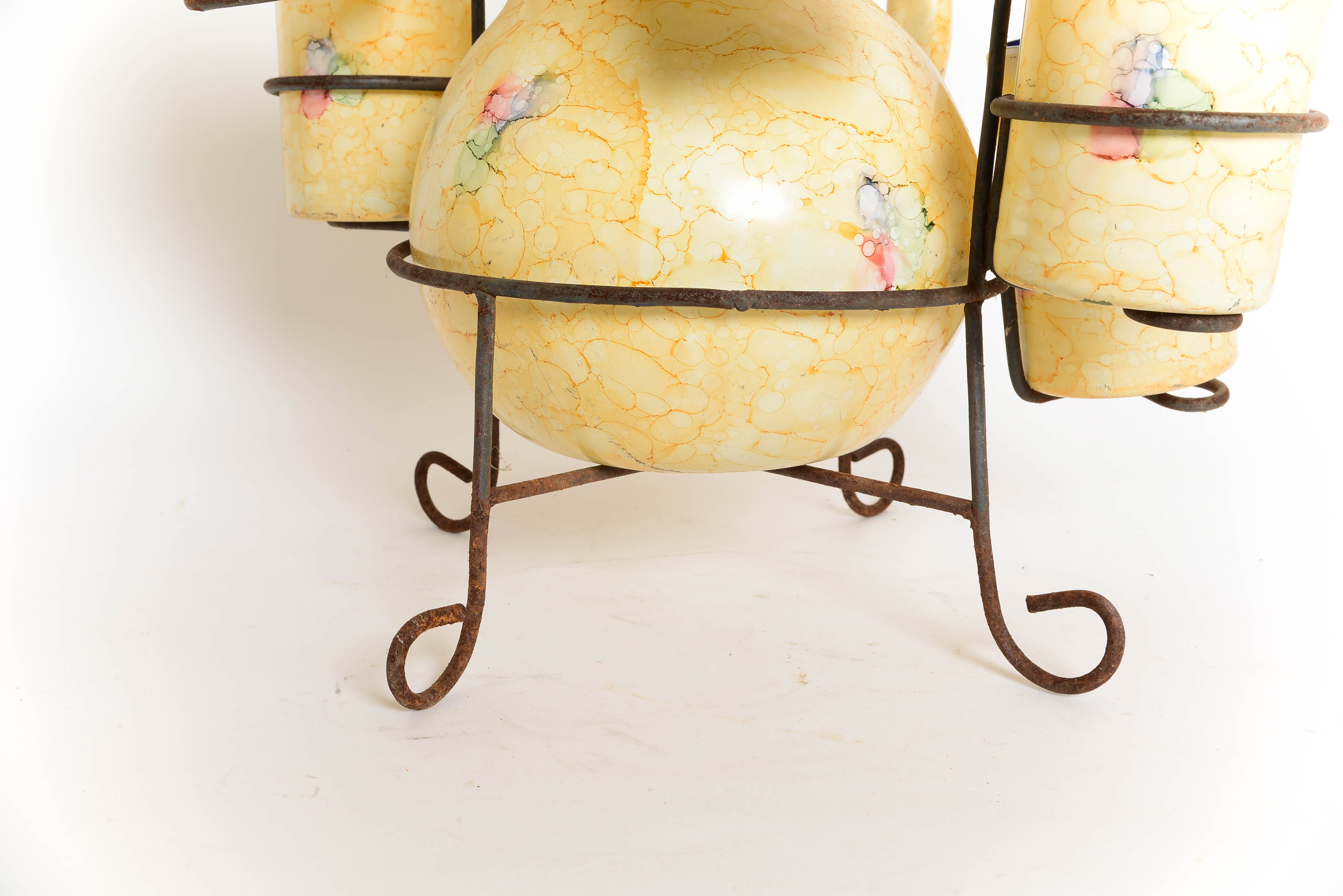 Antique Hand Painted Glass Drink Server