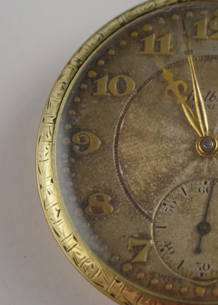 14K Gold Filled Helbros "Geneva" Open Face Pocket Watch