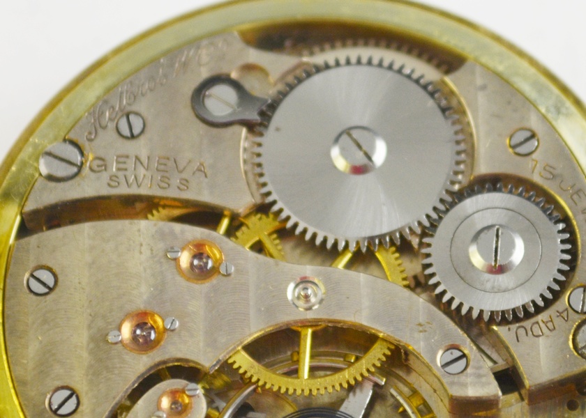 14K Gold Filled Helbros "Geneva" Open Face Pocket Watch
