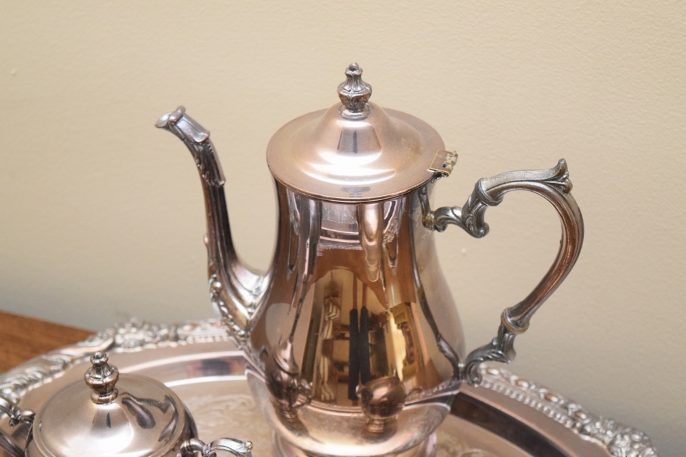 Vintage Silver Plate Platter and Tea Set