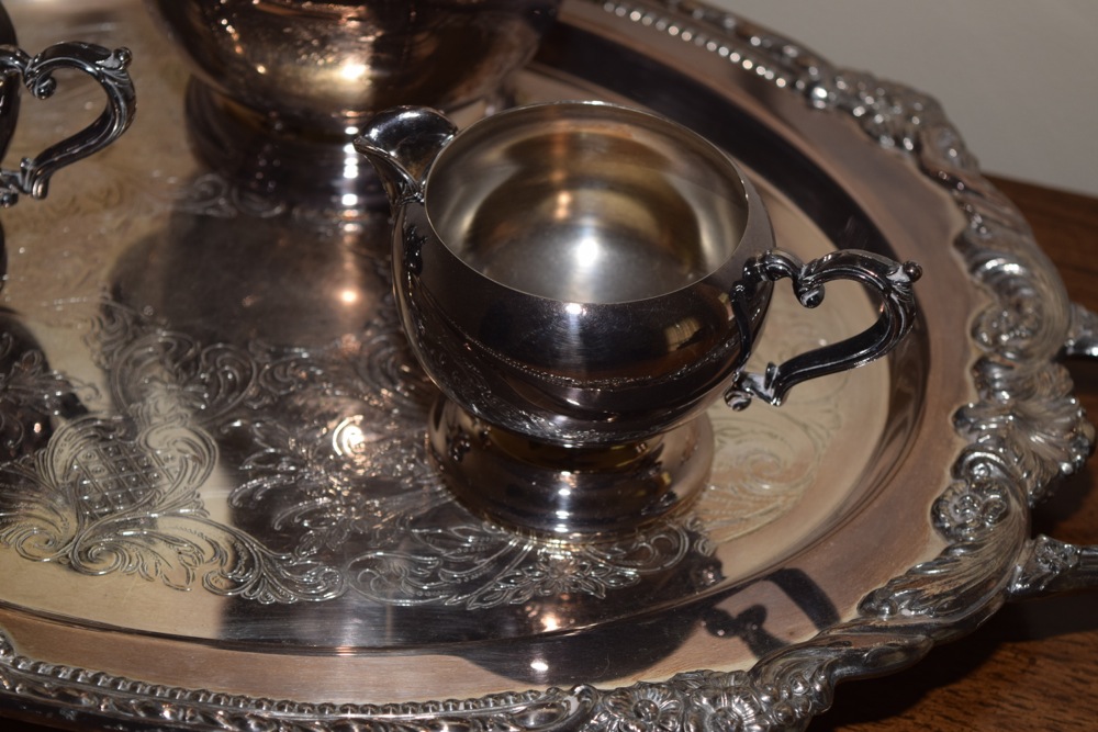 Vintage Silver Plate Platter and Tea Set