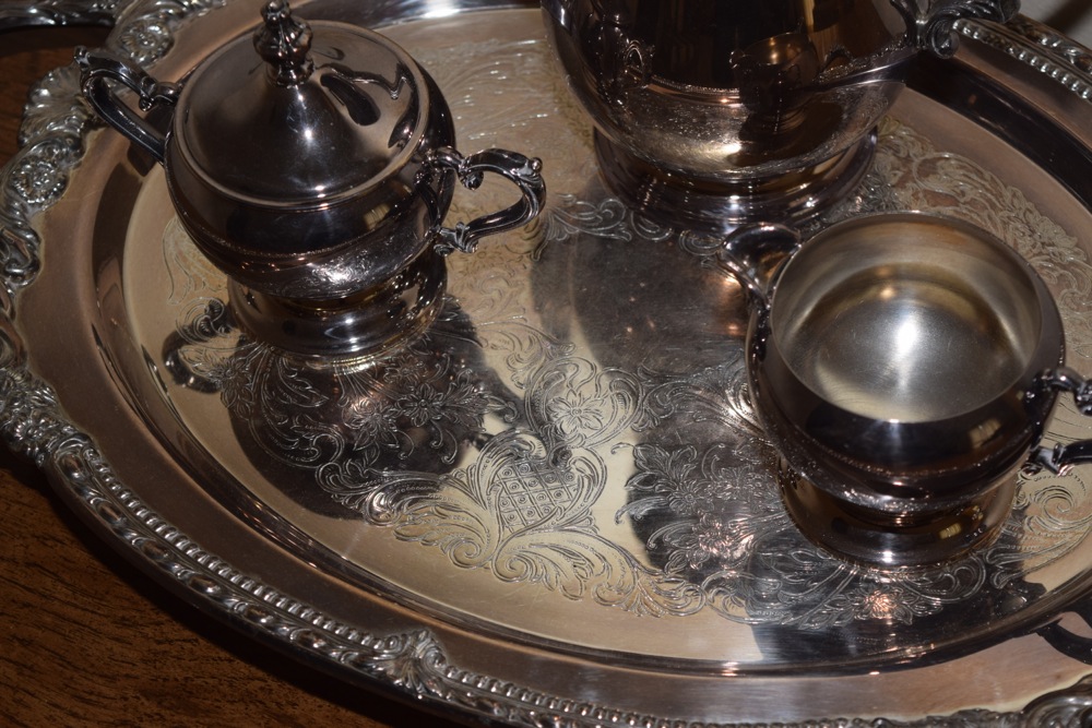 Vintage Silver Plate Platter and Tea Set