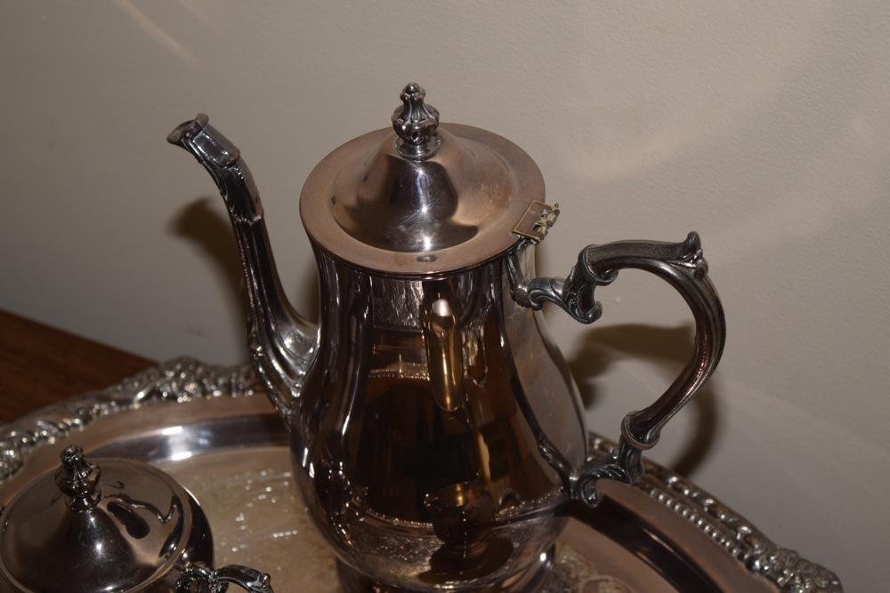 Vintage Silver Plate Platter and Tea Set