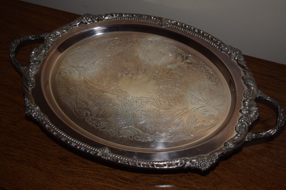 Vintage Silver Plate Platter and Tea Set