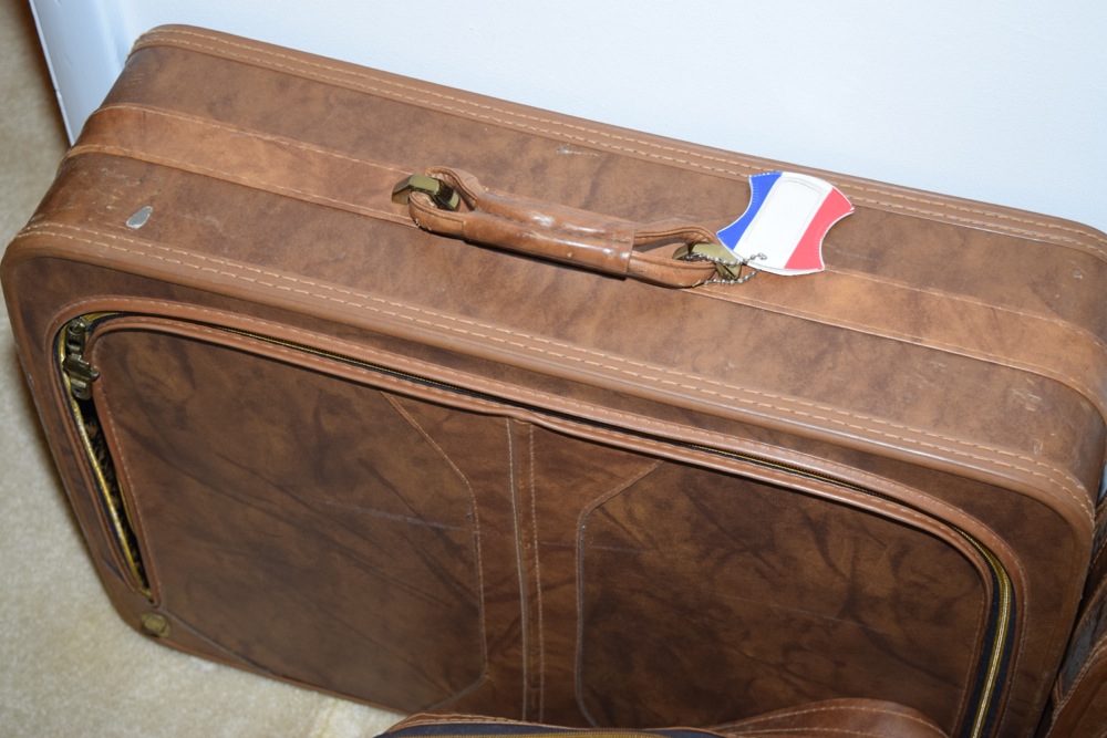 Collection of Vintage Brown Vinyl Luggage