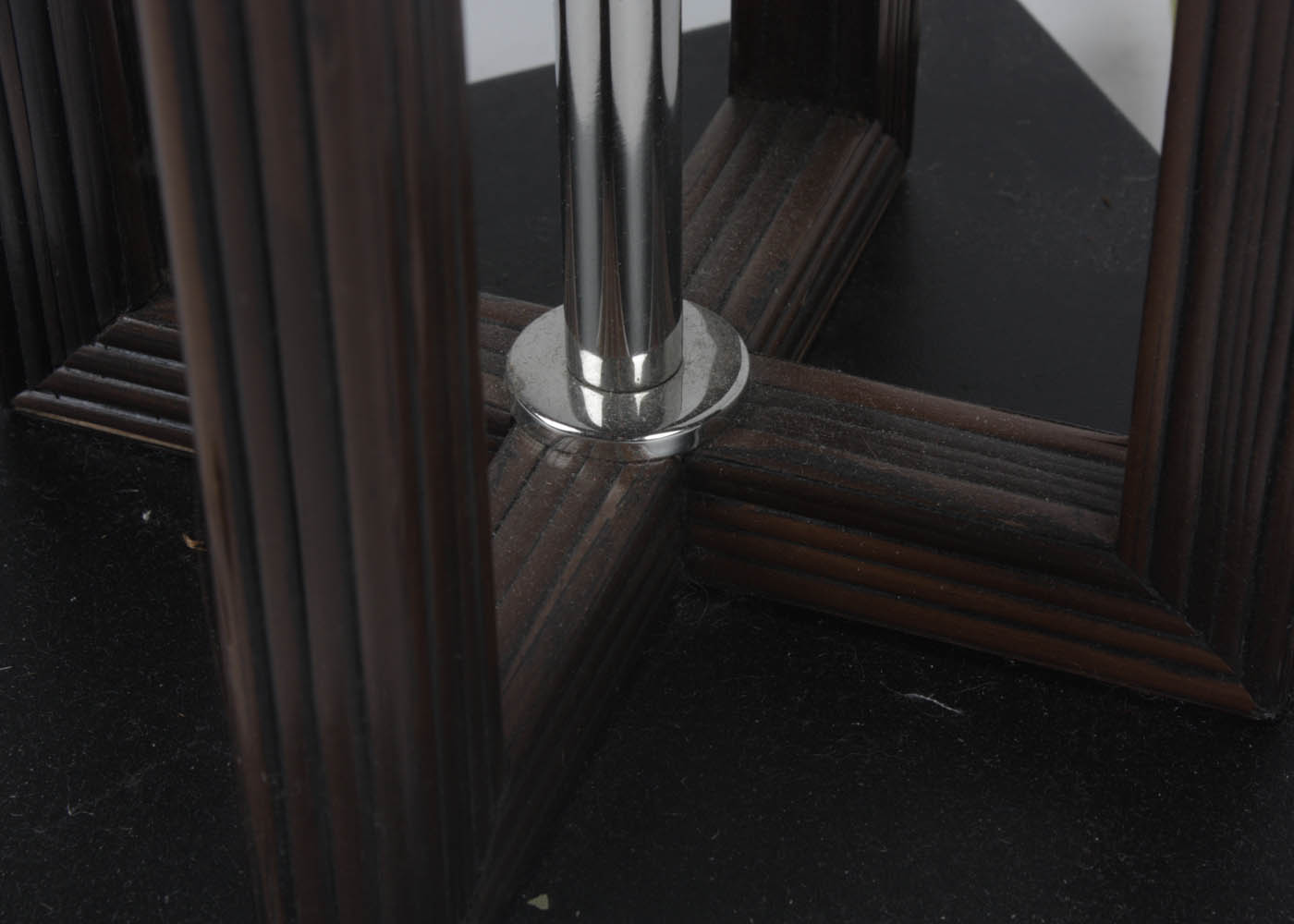 Modern Open Frame Table Lamp With Velvet Hat Shade.