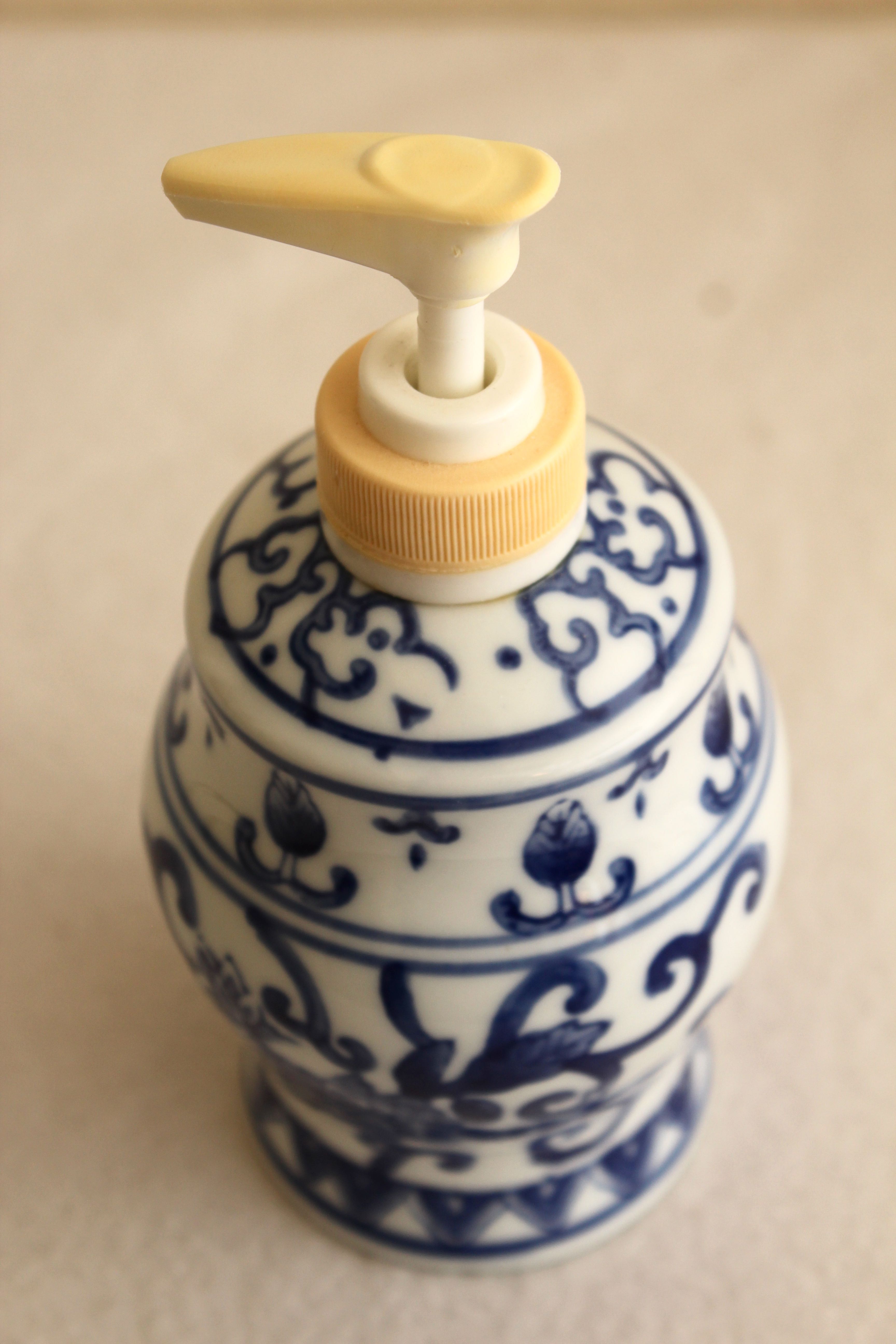 Four Piece Blue and White Porcelain Bathroom  Accessories Set