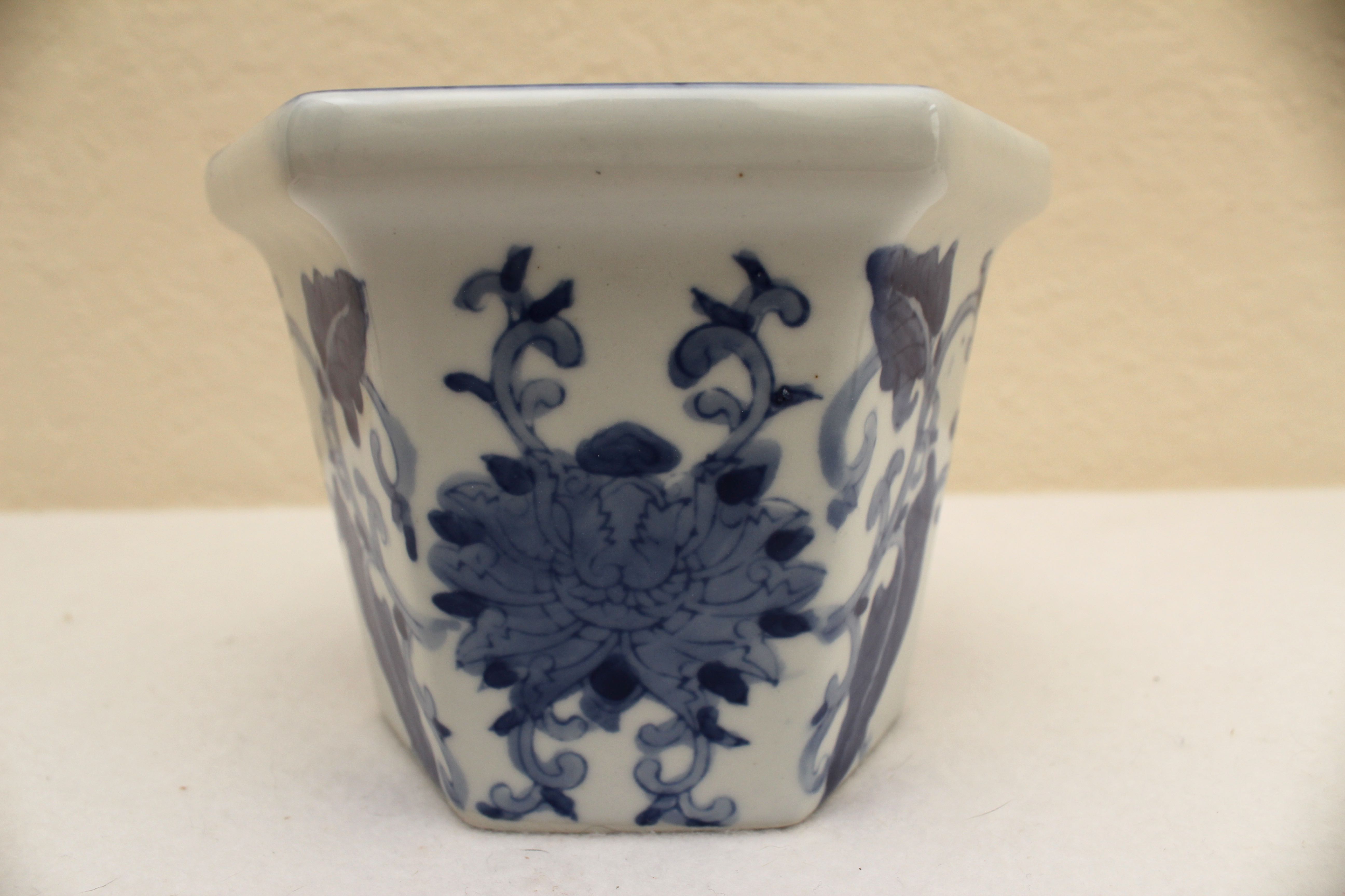 Four Piece Blue and White Porcelain Bathroom  Accessories Set