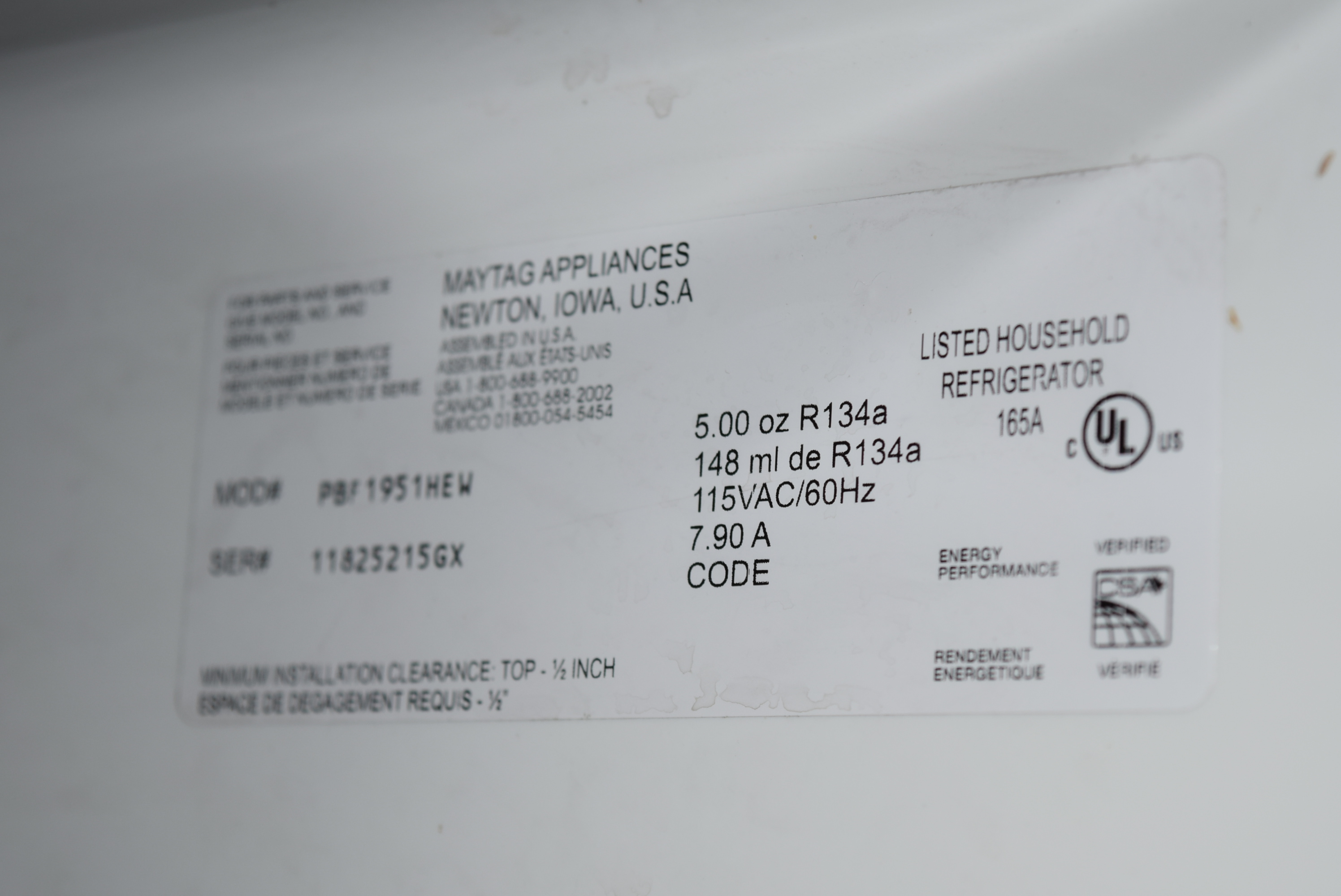 Maytag Performa 19 cu ft Refrigerator With Bottom Freezer