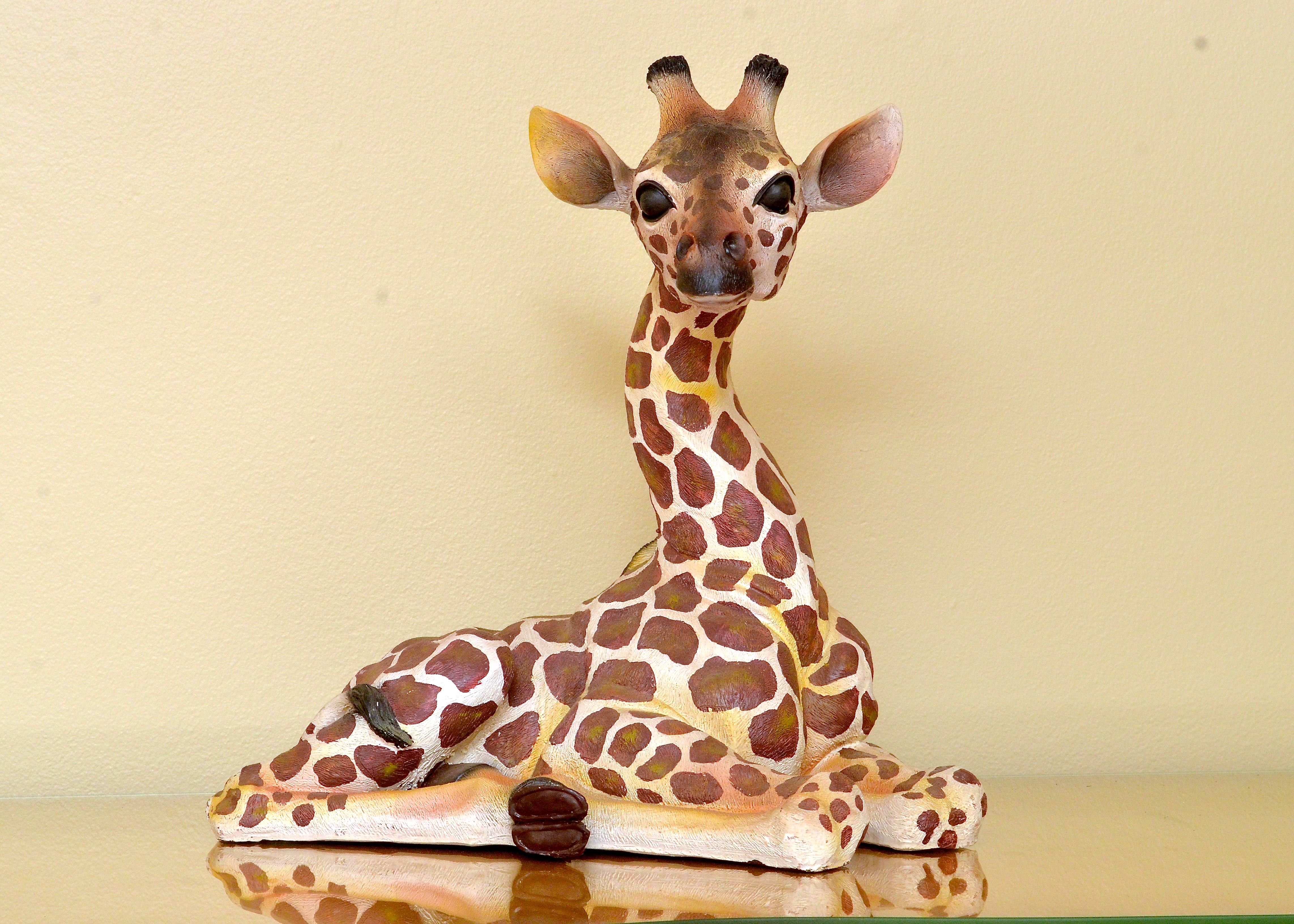 Baby Giraffe Resin Statue