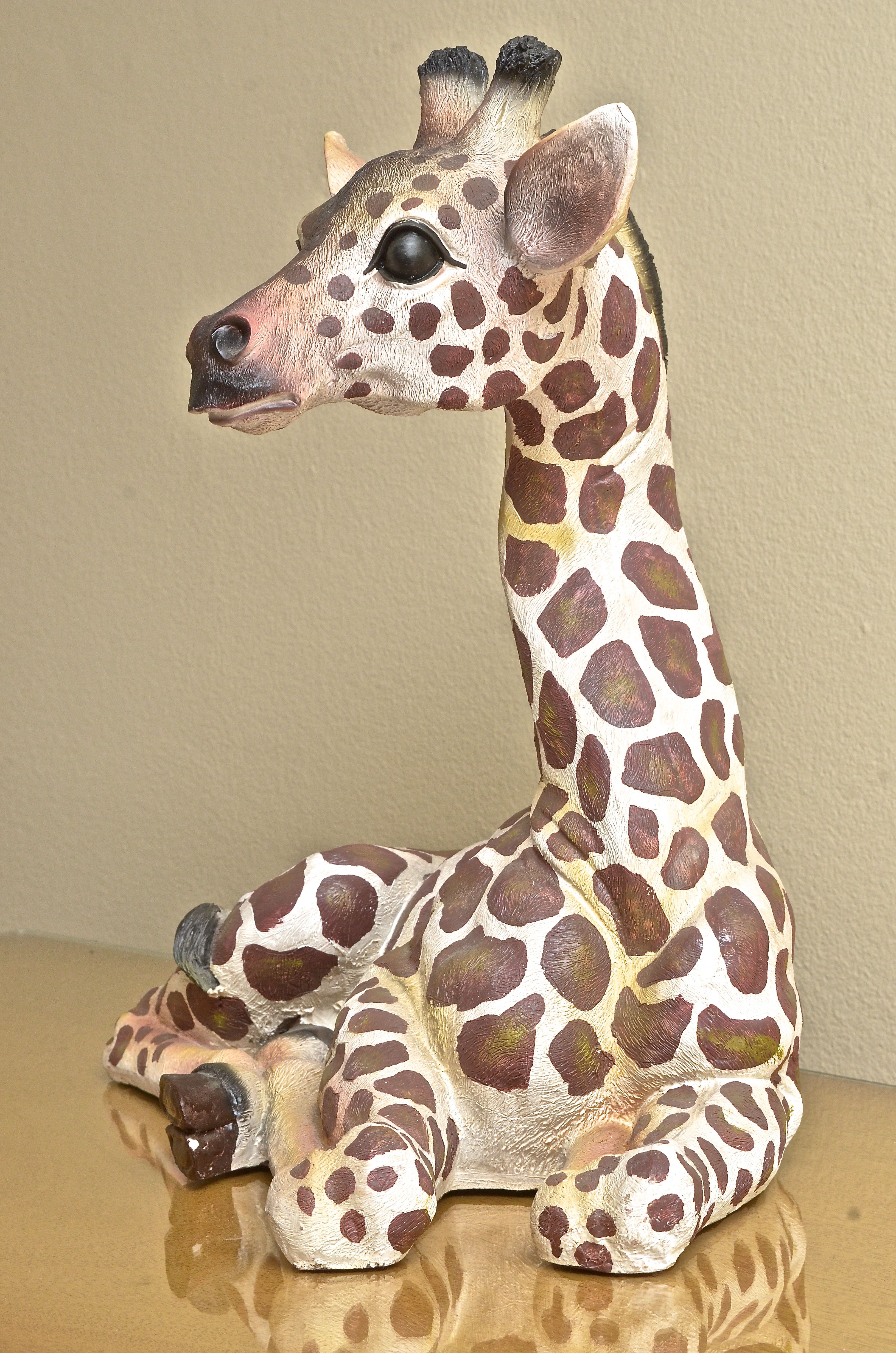 Baby Giraffe Resin Statue