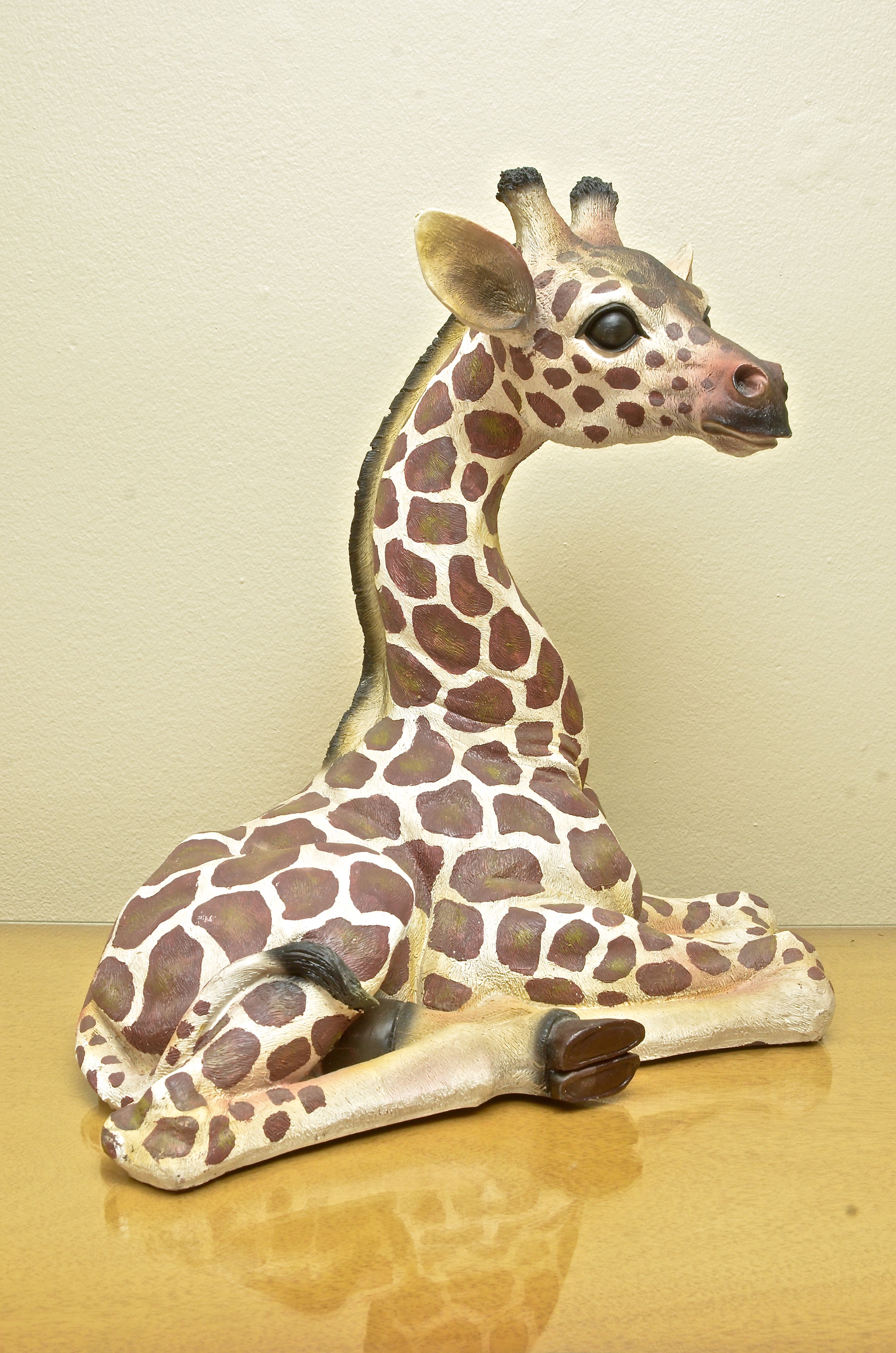 Baby Giraffe Resin Statue