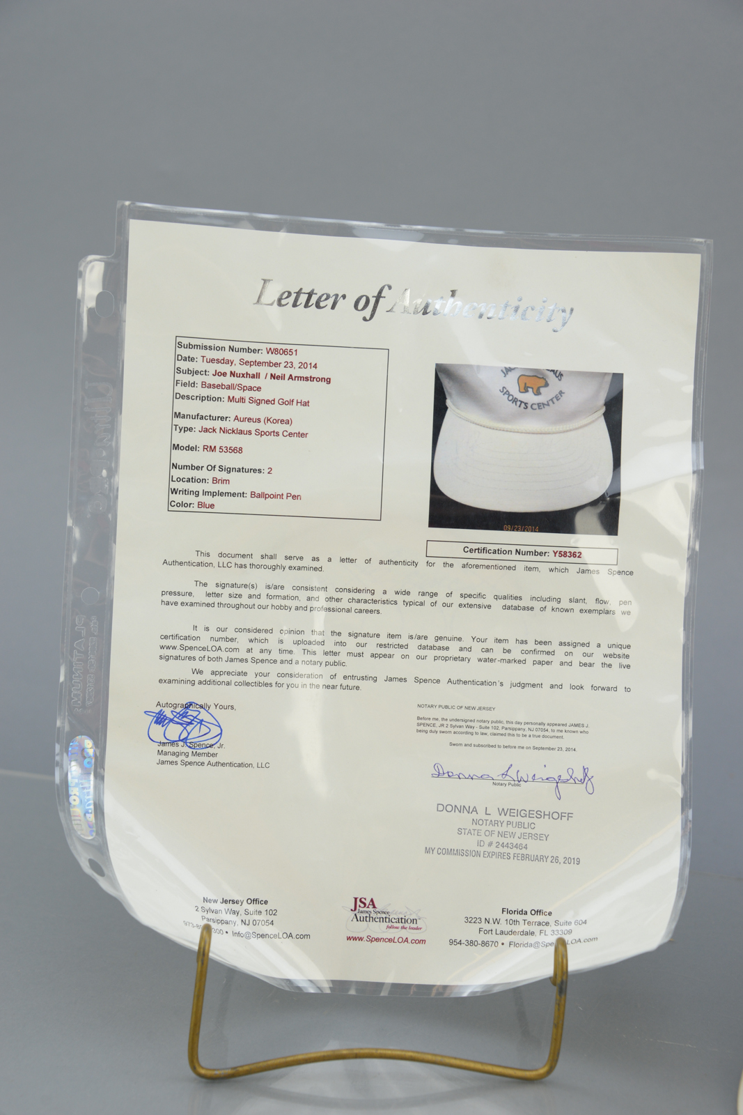 Authentic Neil Armstrong and Joe Nuxhall Autographed Golf Hat