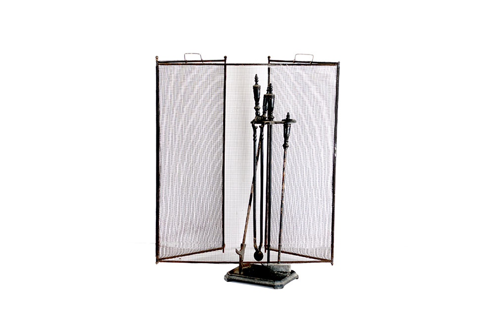 Antique Iron Fireplace Set