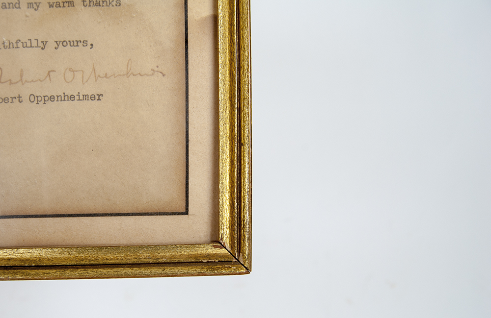 Framed J. Robert Oppenheimer Signed Letter