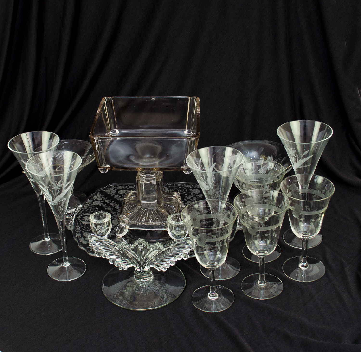 Vintage Pressed and Etched Glassware