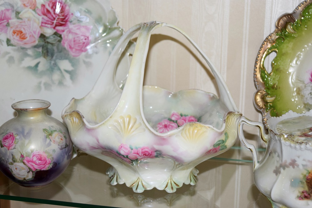 Antique "RS Prussia" Porcelain Plates, Basket and Tureen