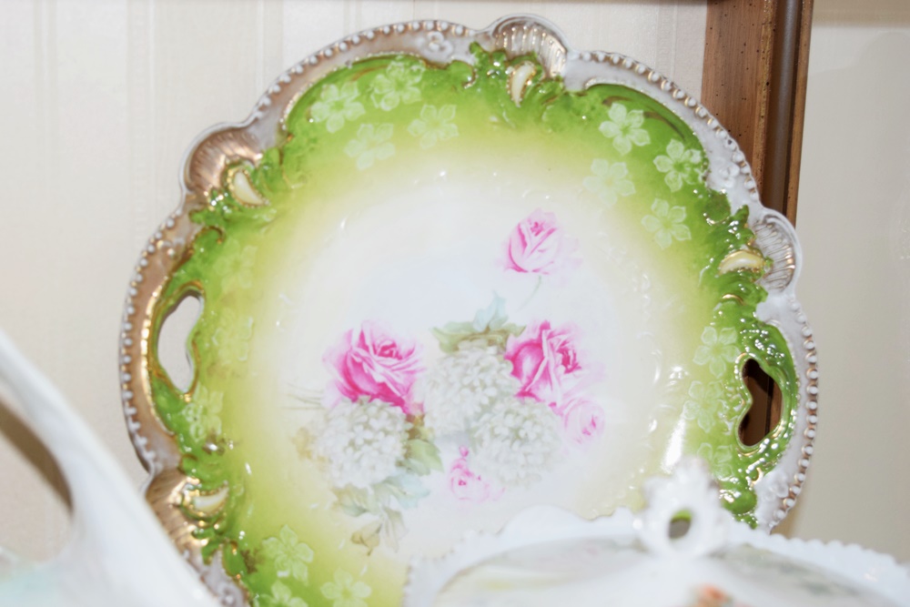 Antique "RS Prussia" Porcelain Plates, Basket and Tureen