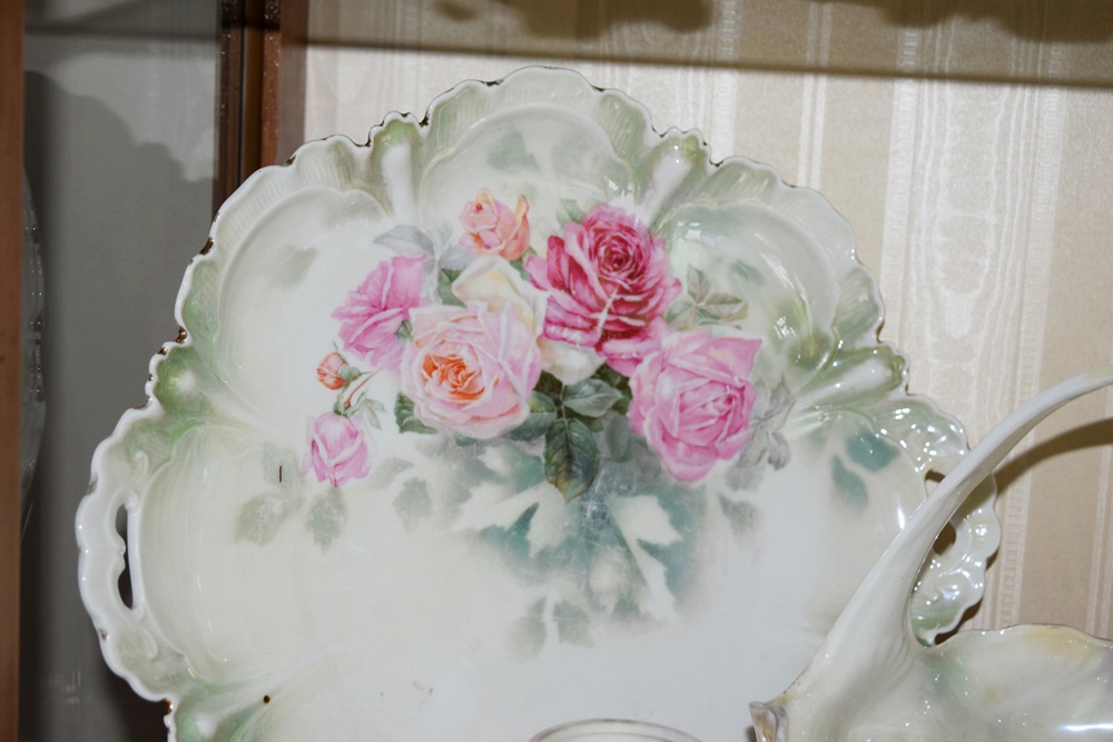 Antique "RS Prussia" Porcelain Plates, Basket and Tureen