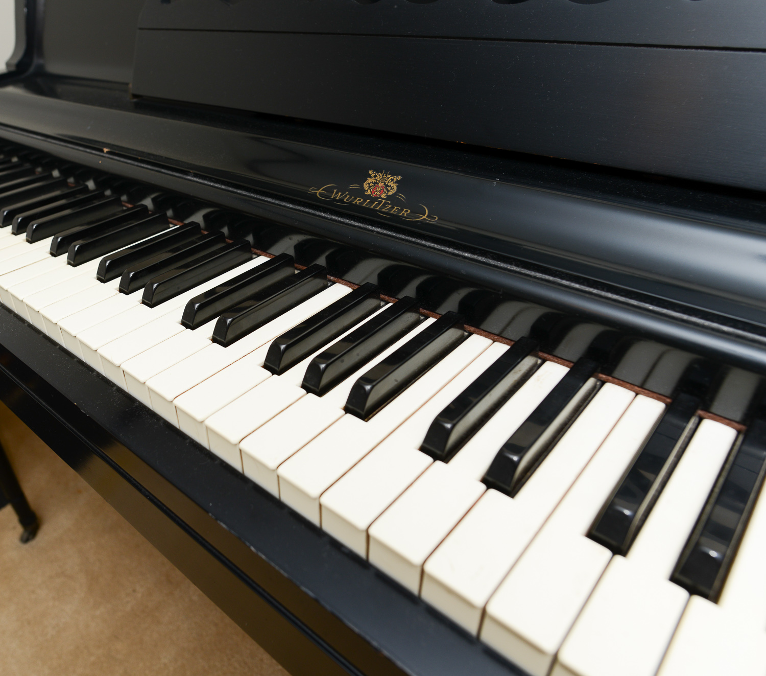 Vintage Black Upright Wurlitzer Piano