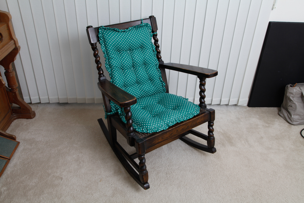 Antique Oak Caned Seat Rocking Chair