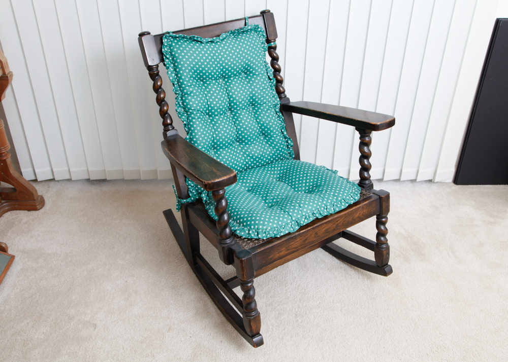 Antique Oak Caned Seat Rocking Chair