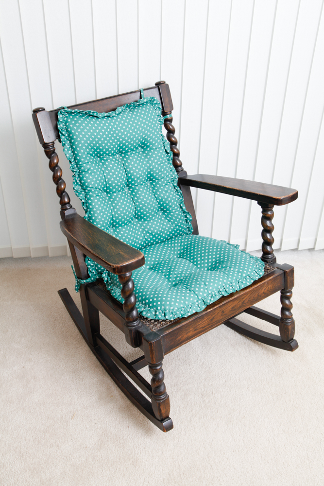 Antique Oak Caned Seat Rocking Chair