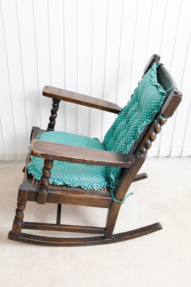 Antique Oak Caned Seat Rocking Chair