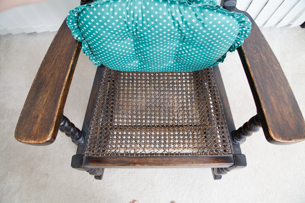 Antique Oak Caned Seat Rocking Chair