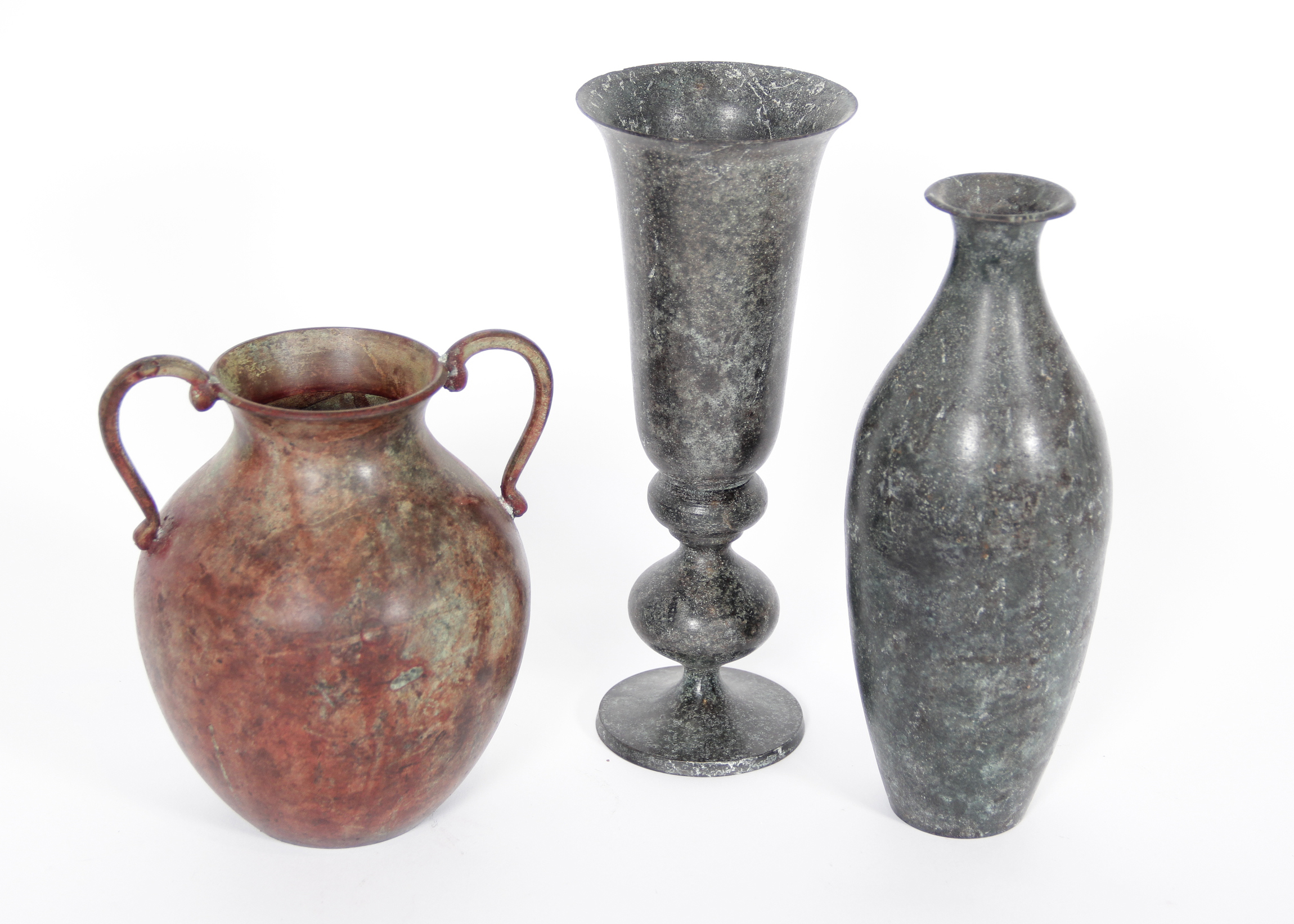 Trio of Patinated Japanese Vases