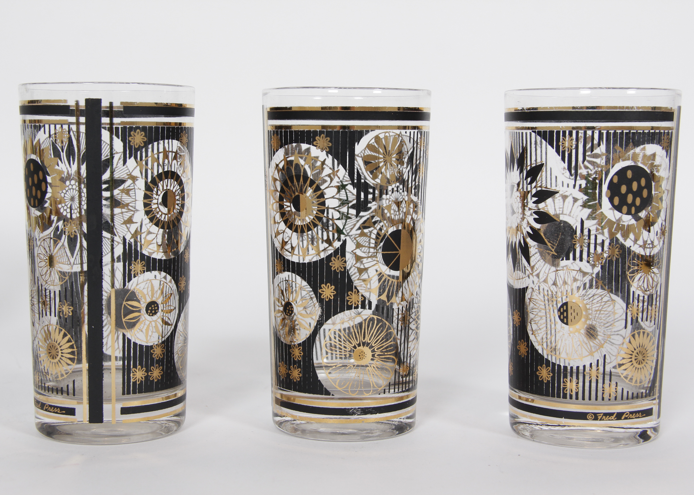 Fred Press Mid Century Modern Cocktail Glasses