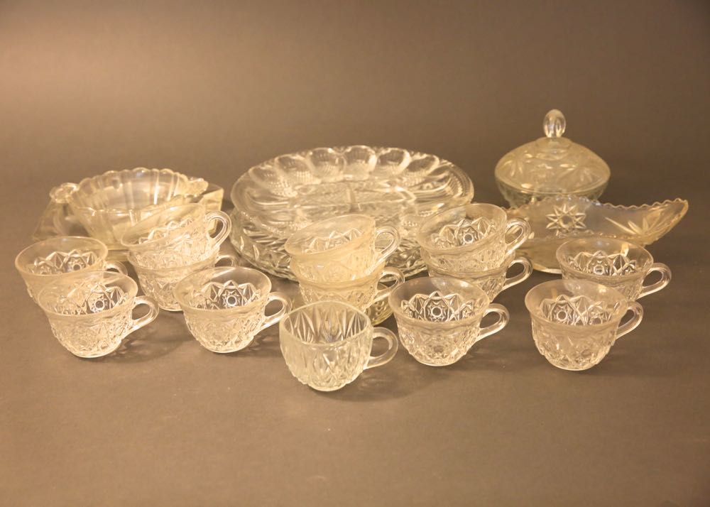 Assortment of Pressed Glass Kitchen Items