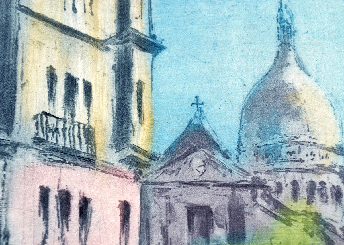 Vintage Hand Colored Etchings by Marcel Julien Baron