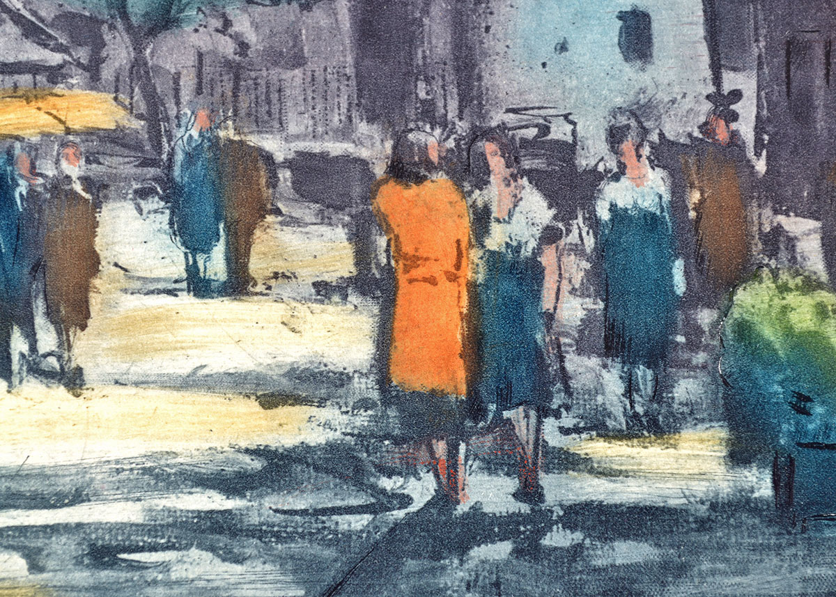 Vintage Hand Colored Etchings by Marcel Julien Baron