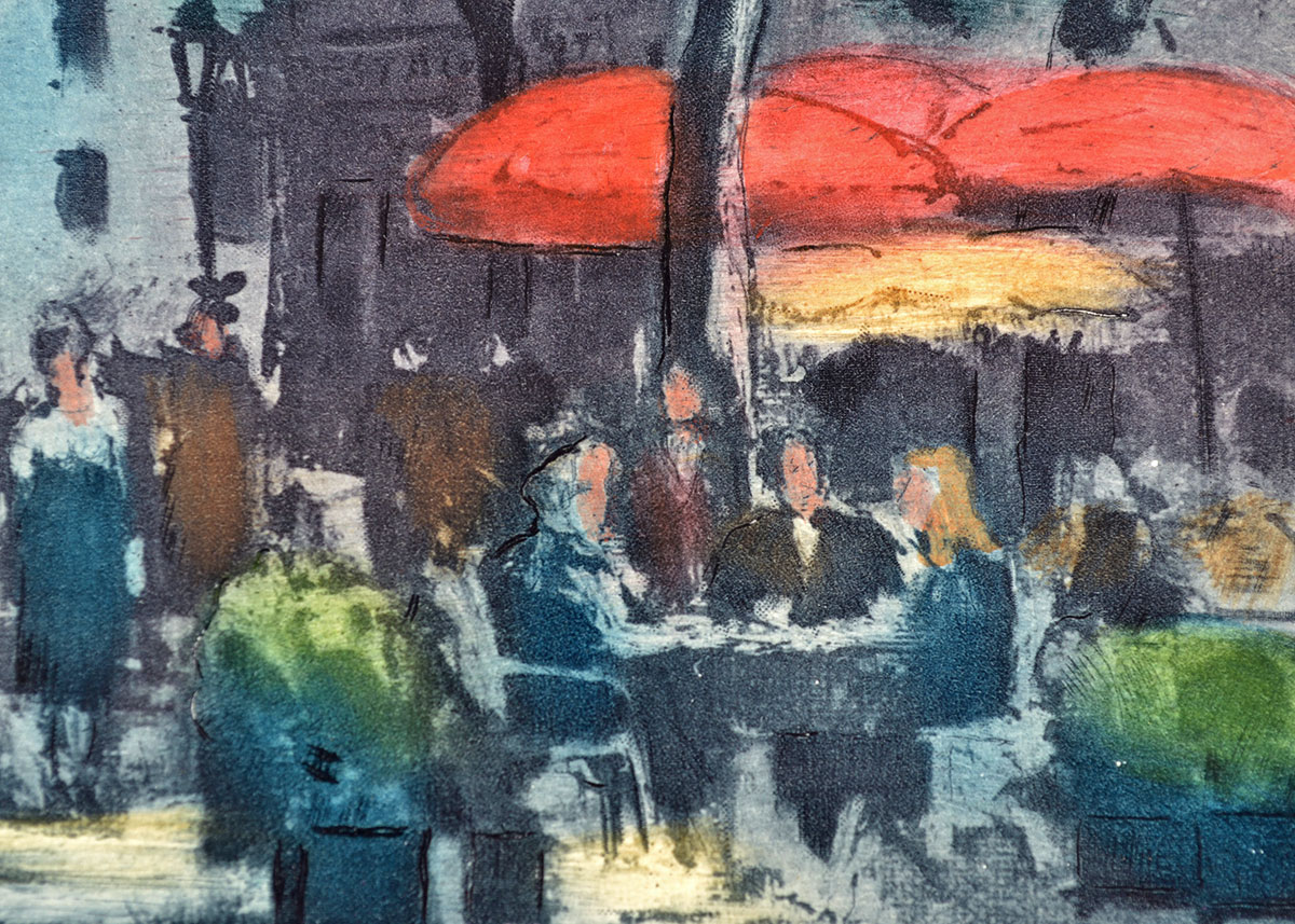 Vintage Hand Colored Etchings by Marcel Julien Baron