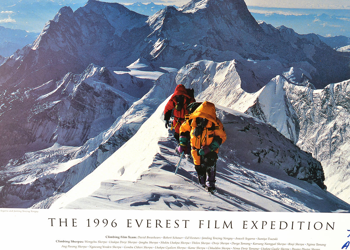Signed "1996 Everest Film Expedition" Mounted Poster