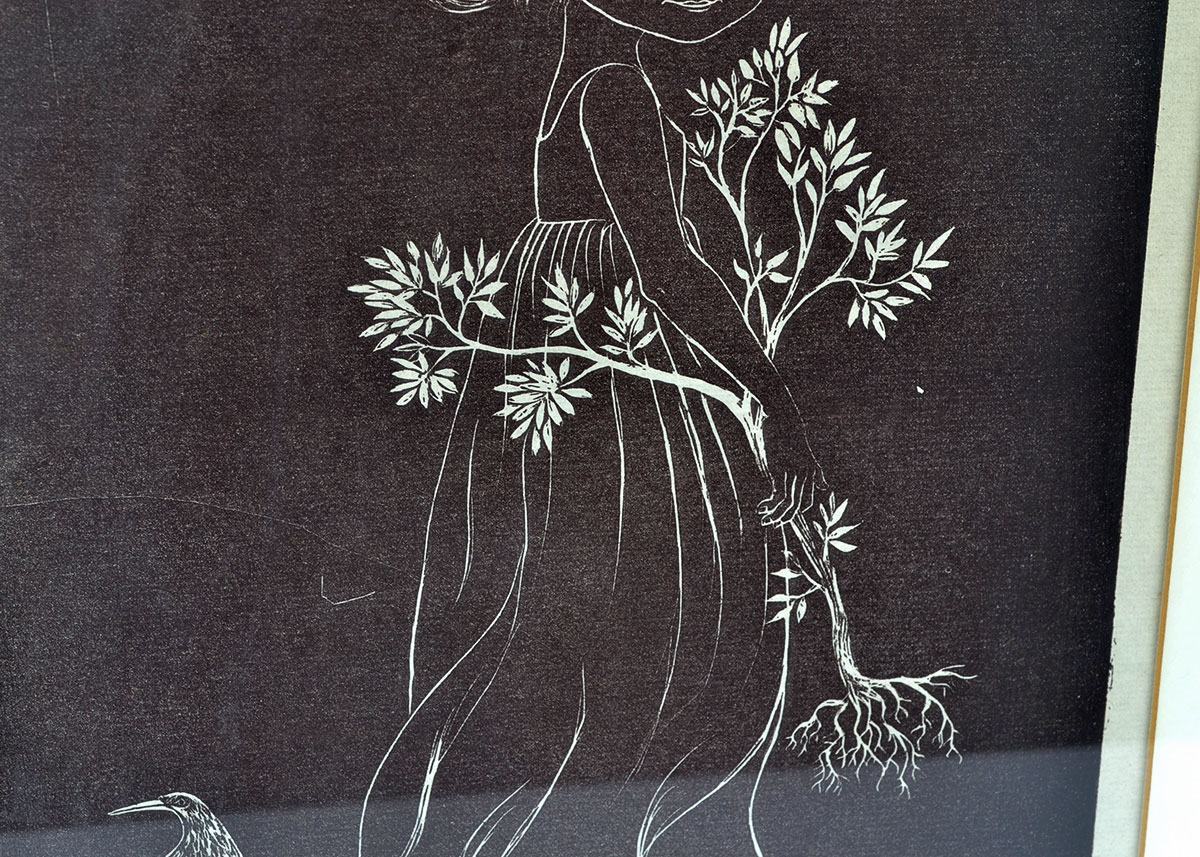 Original "Elf Child" Linocut Print by Helen Lijl