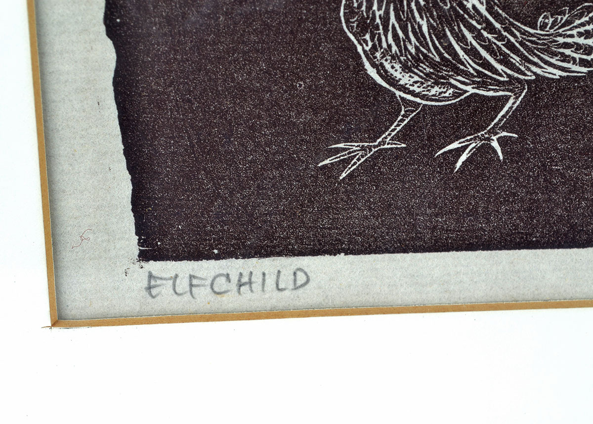 Original "Elf Child" Linocut Print by Helen Lijl