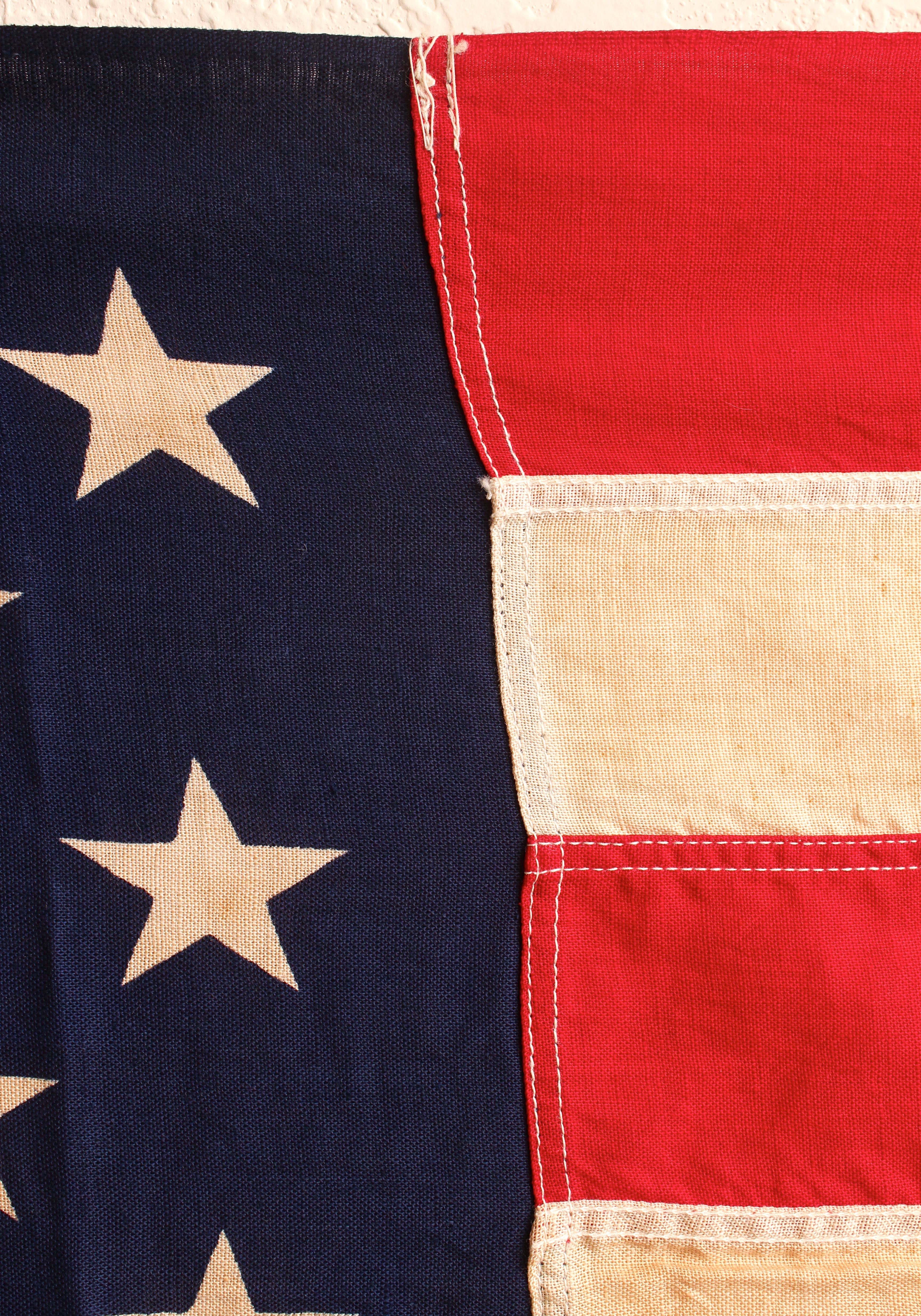 Blue Star Service Flag and Two American Flags