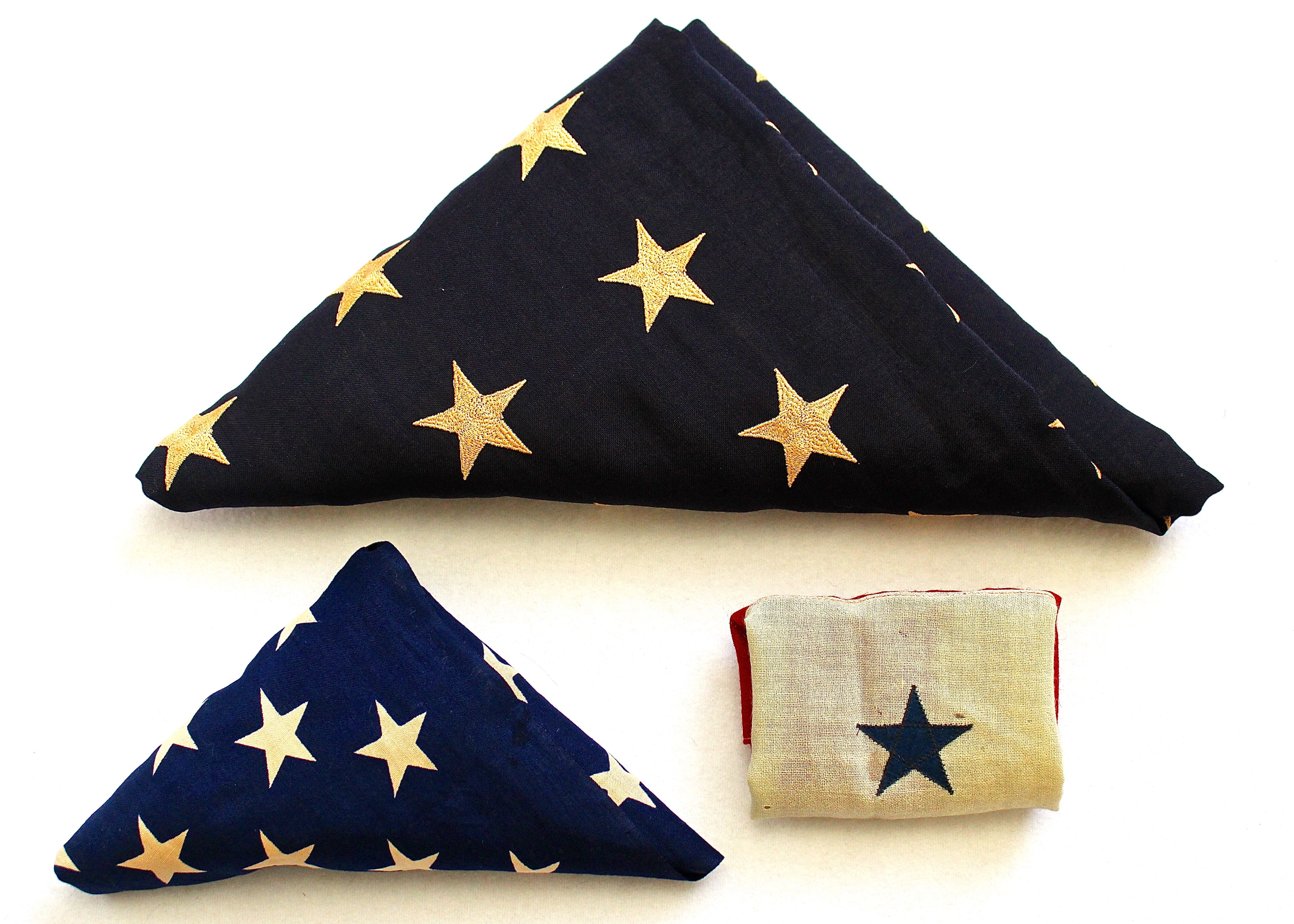Blue Star Service Flag and Two American Flags
