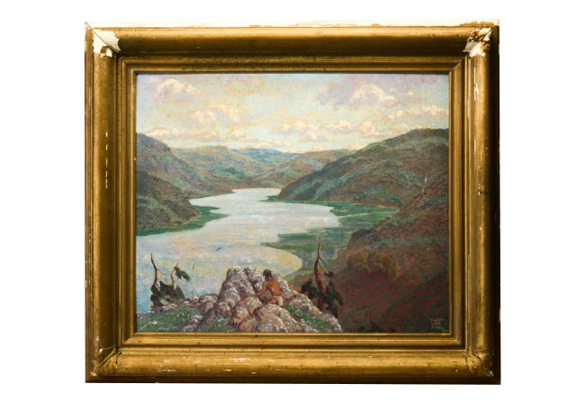 Original Walter King Stone Landscape Painting Circa 1944