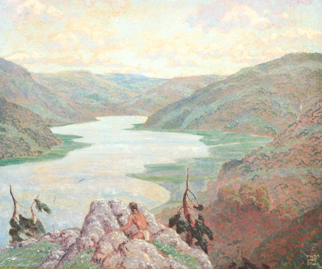 Original Walter King Stone Landscape Painting Circa 1944