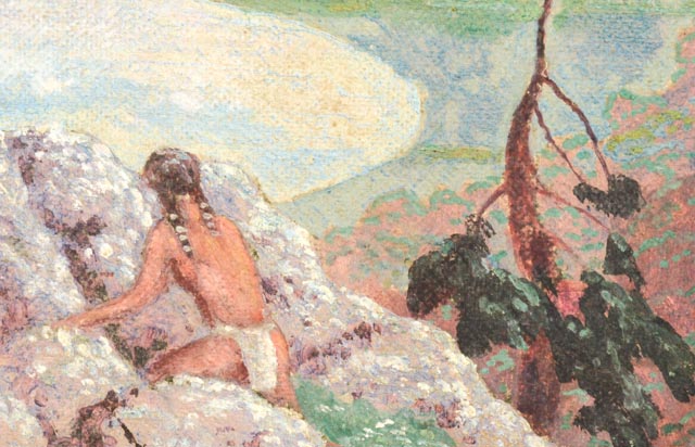 Original Walter King Stone Landscape Painting Circa 1944