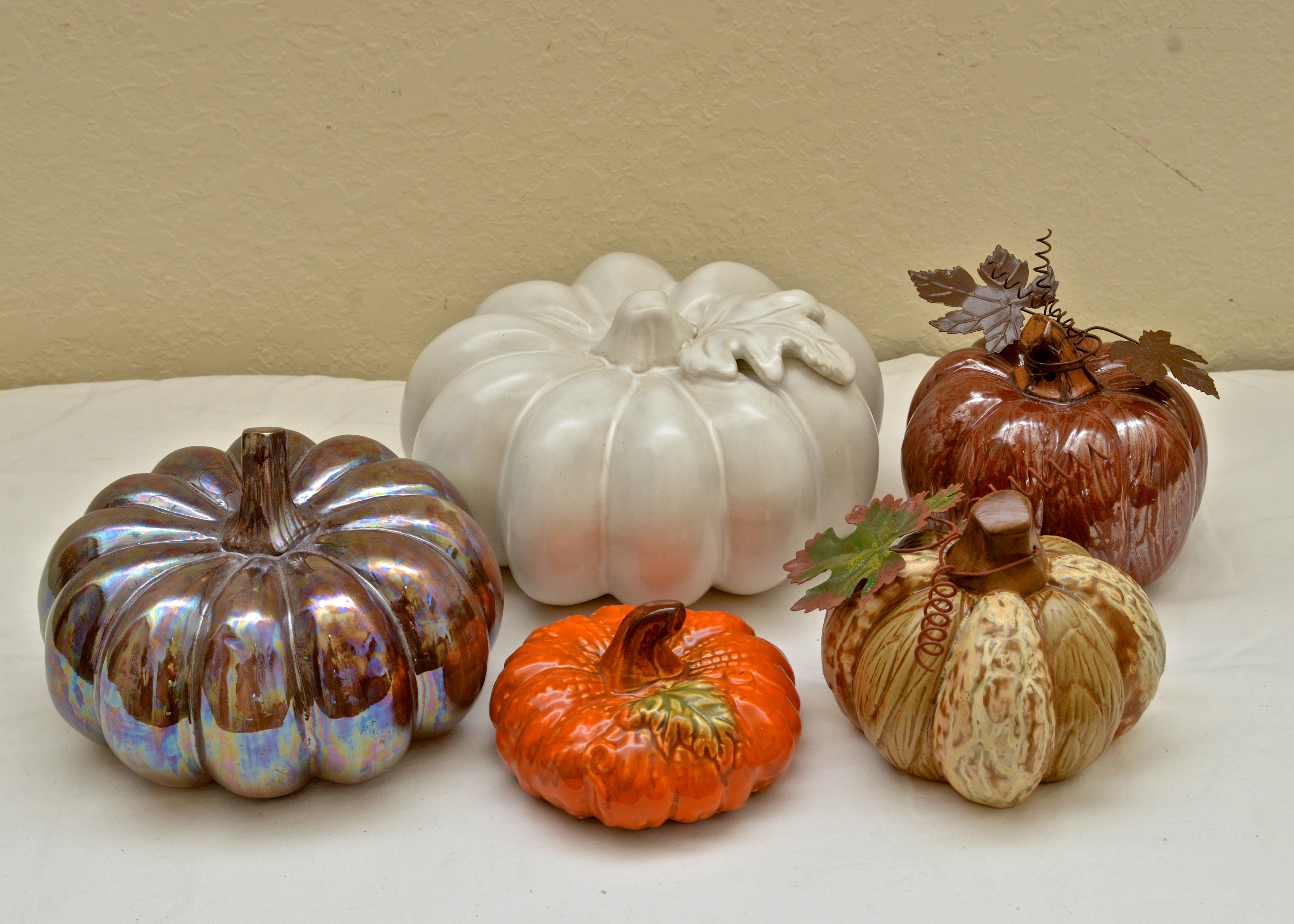 Five Ceramic Pumpkins