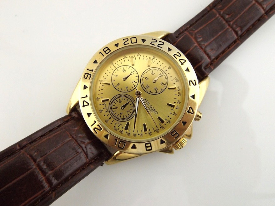 Milagro Quartz Wristwatch with Faux Croc Band