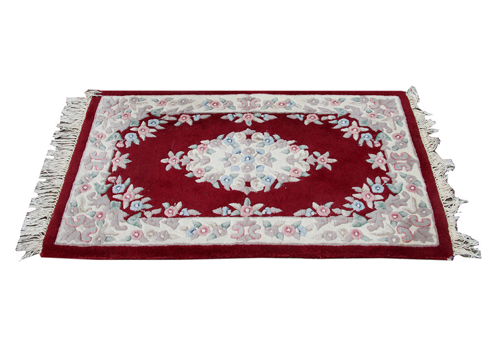 Maroon and Floral Rug
